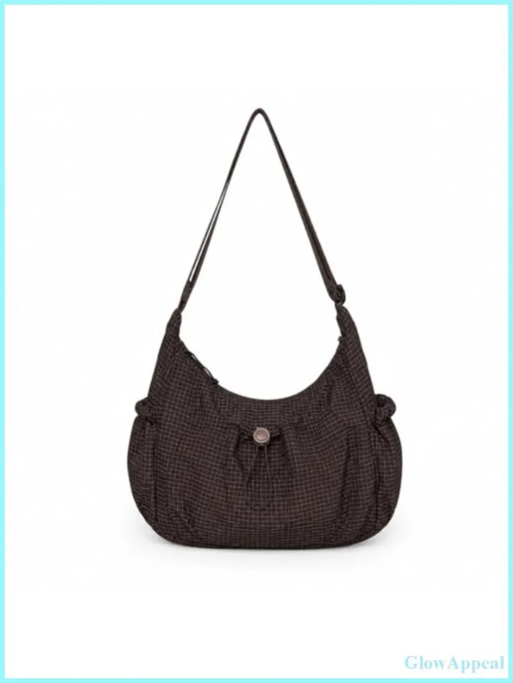 Plaid Nylon Crossbody Hobo Bag Slouchy Crescent Messenger Purse